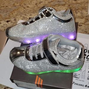Toddler Light Up Sneakers Silver Tennis Shoes